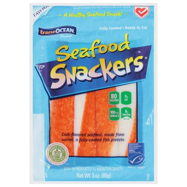 Seafood Snackers, Snack Size Leg Style Imitation Crab, 3 oz