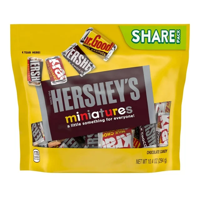 Hershey's Miniatures Assorted Chocolate Candy, Share Pack 10.4 oz