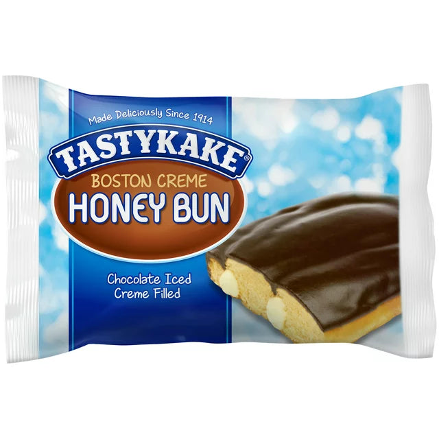 Tastykake Boston Creme Honey Bun, Individually Wrapped Pastry Snack, 5 oz