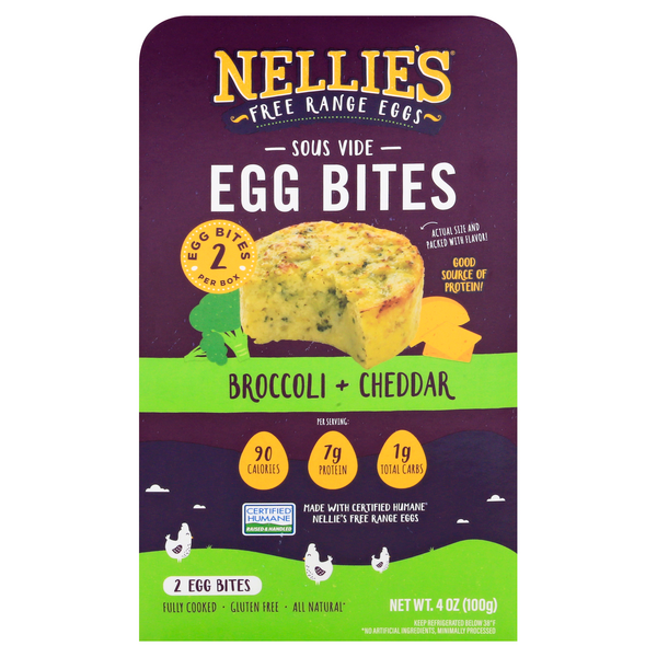 Nellie's Free Range Egg Bites Broccoli + Cheddar - 2 ct