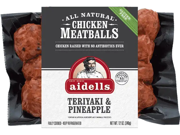 Aidells Teriyaki & Pineapple Chicken Meatballs.