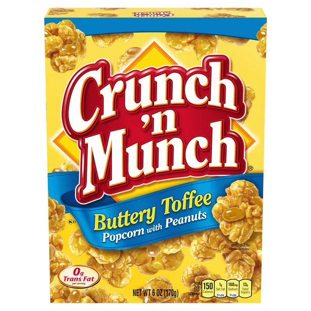 CRUNCH 'N MUNCH Buttery Toffee Popcorn with Peanuts, 3.5 OZ