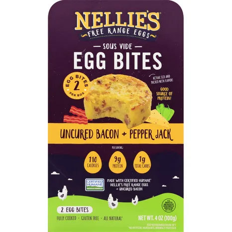 Nellies Egg Bites, Uncured Bacon + Pepper Jack