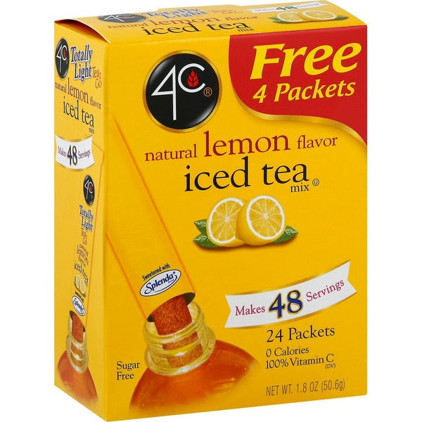4C Foods Iced Tea Mix, Sugar Free, Natural Lemon Flavor
