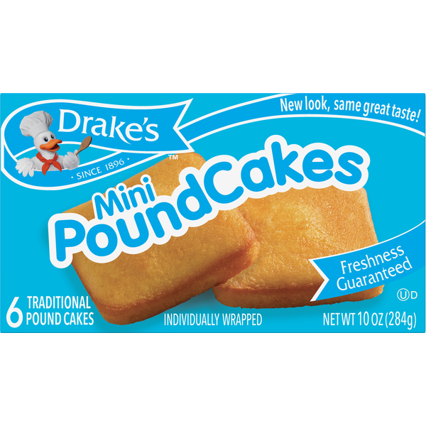 Drake's Pound Cakes, Traditional, Mini, 6 Pack