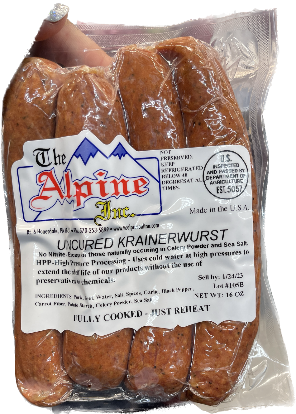 The Alpine Inc. Uncured Krainerwurst