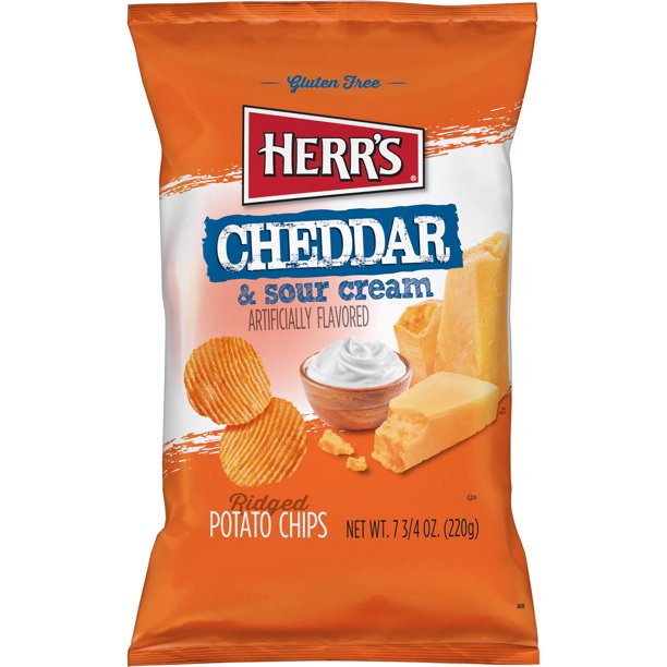 Herr's Cheddar & Sour Cream Ridged Potato Chips