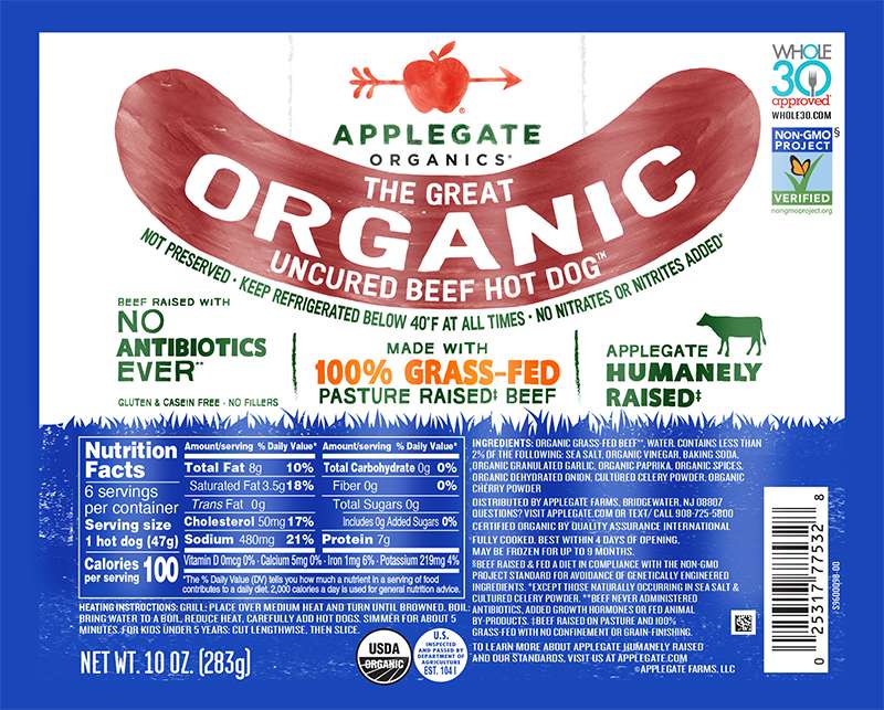 Applegate Organic Uncured Beef Hot Dog