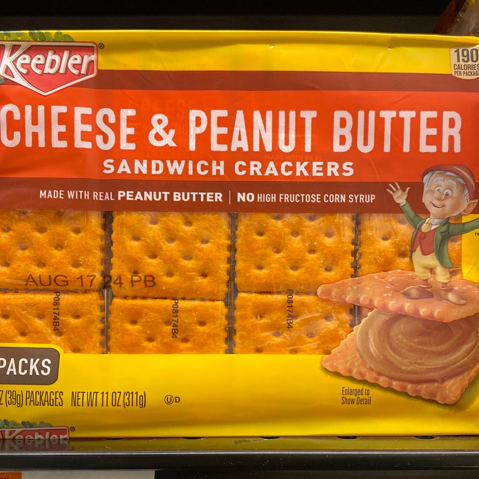 Keebler cheese and peanut butter sandwich crackers