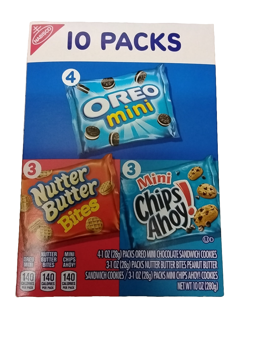 Nabisco 10 packs  oreo mini, nutter butter, chips Ahoy