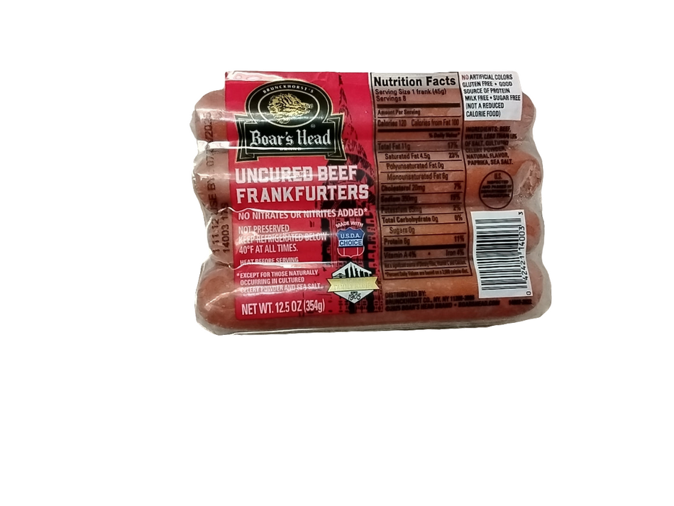 Boar's head uncured beef frank furters