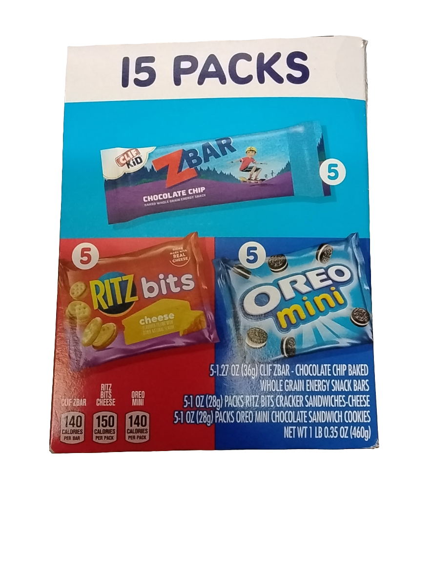 Nabisco 15 pack z bar, Ritz bits,mini oreo