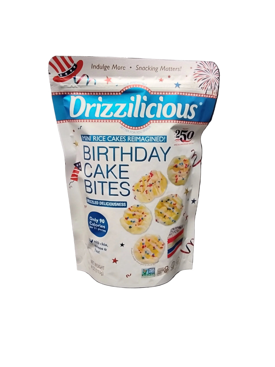 Drizzilicious  mini rice cakes birthday cake bites