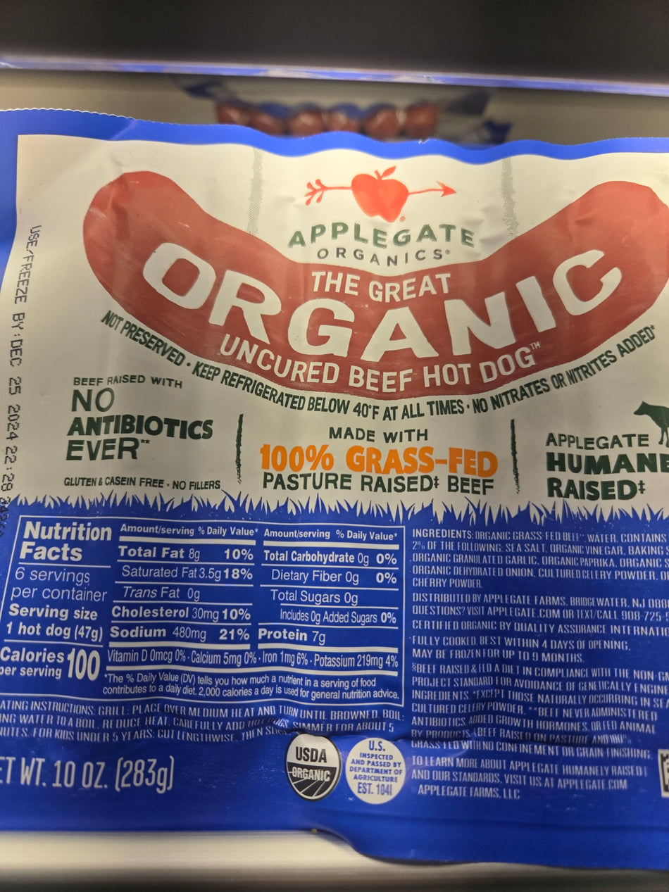 Applegate Organic Uncured Beef Hot Dog